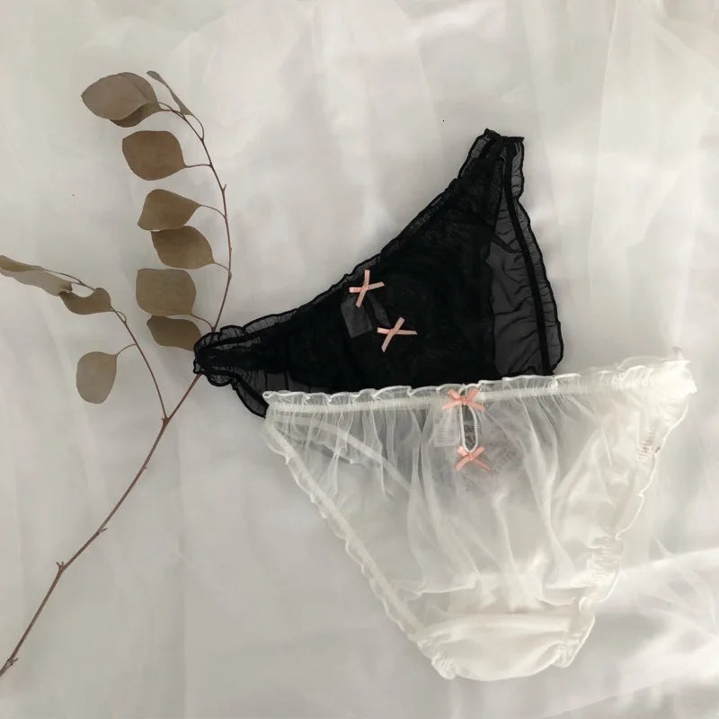 Fairy Transparent Ruffles Lace Sexy Underwear Pink Embroidered Heart H –  OIIB